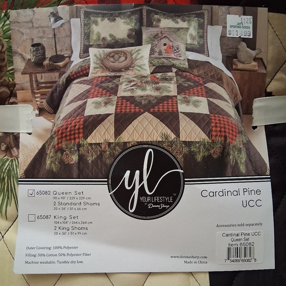 Your Lifestyle By Donna Sharp Cardinal Pine Queen Size Quilt Set 3pc